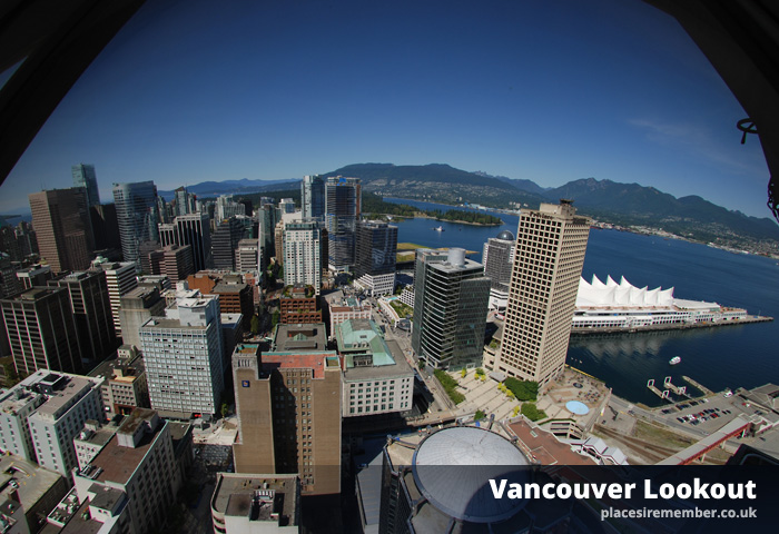 Downtown Vancouver and the surrounding region, from the Vancouver Lookout.